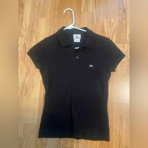 Womens or girls Lacoste classic black polo. Size 34.